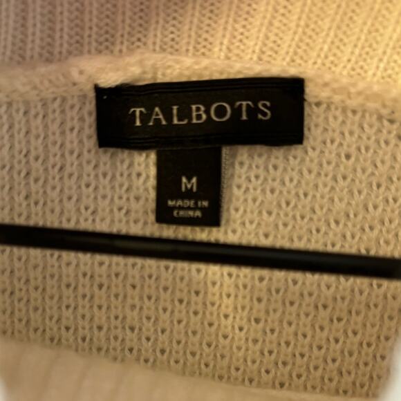 Talbots Lambswool Cream Turtleneck Tunic Sweater Size M - Picture 2 of 5